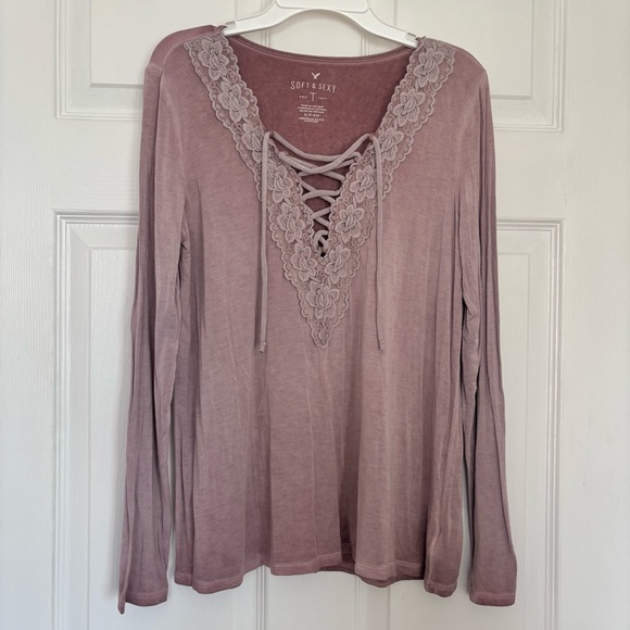 American Eagle Lace Up Top - Picture 1 of 6